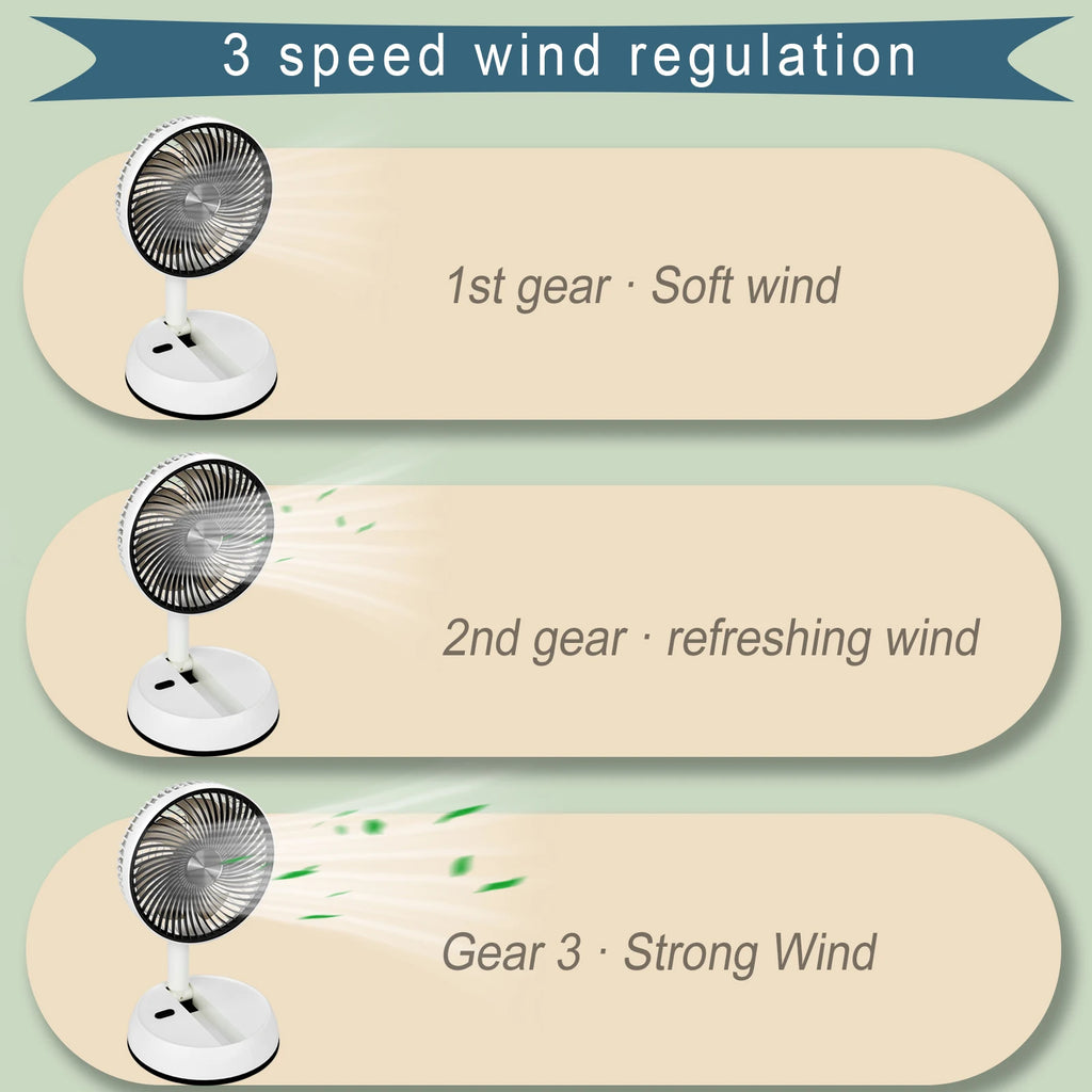 Portable Folding Fan 6000mAh USB Remote Control Air Cooler Silent Rechargeable Wireless Floor Standing Fan For Outdoor Home