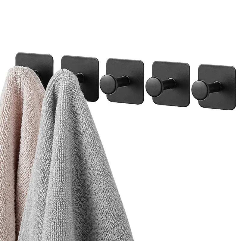 1/4pc Stainless Steel Wall Hooks Adhesive Door Key Clothes Coat Hanger Bathroom Robe Towel Hanging Holder Kitchen Organizer Hook