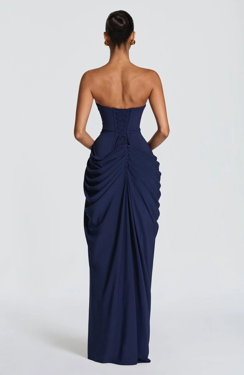 Elegant Backless Long Skirt Solid Color Simple High-Grade Waist Side-Opening Design Sexy Dinner Dress Celebrity Style