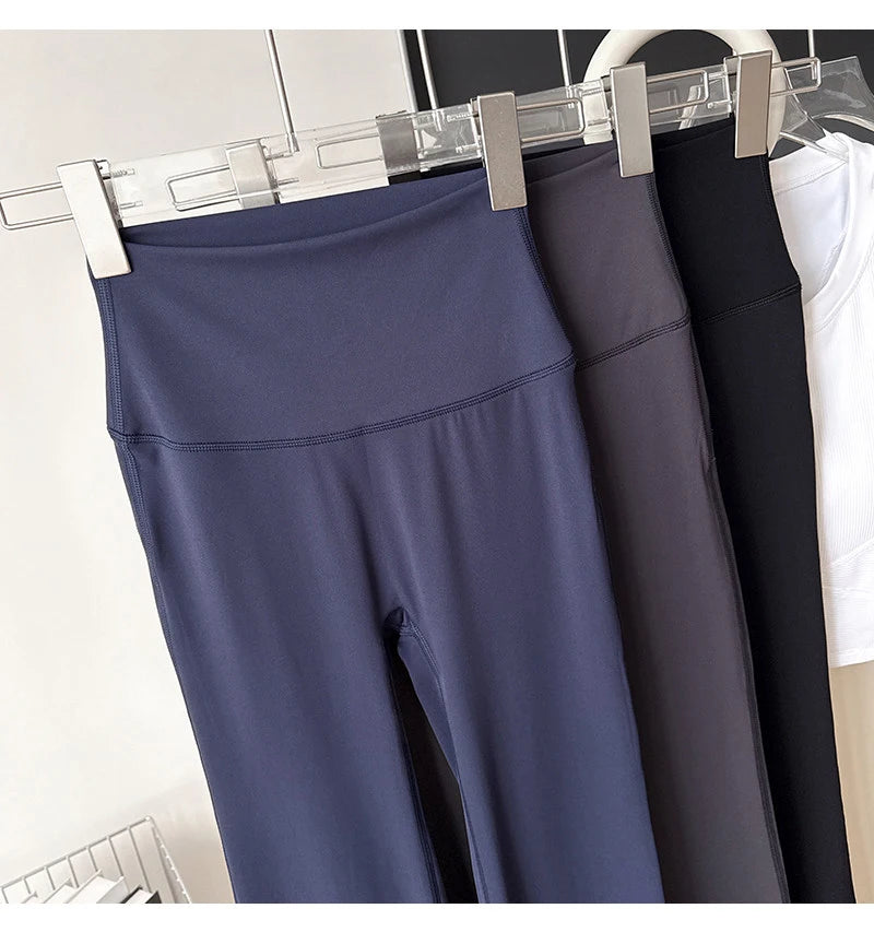 Women's High Waisted Yoga Flared Pants High Elasticity Tight Seamless Breathable Quick-Drying Running Casual Outdoor Sport Pants