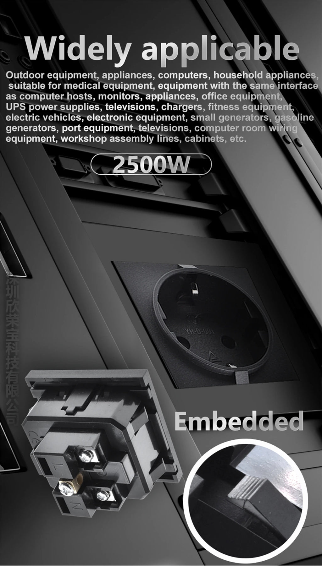Europe socket embedded industrial outlet Inverter output socket EU universal electrical Russia,South Korea AC power connector16A