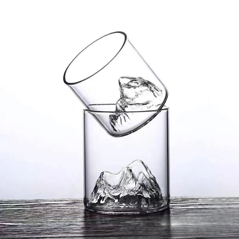 Transparent Whiskey Glasses Mountain Crystal Glass Drinking Glasses for Drinking Bourbon, Cognac, Scotch, Cocktails 125-380ml