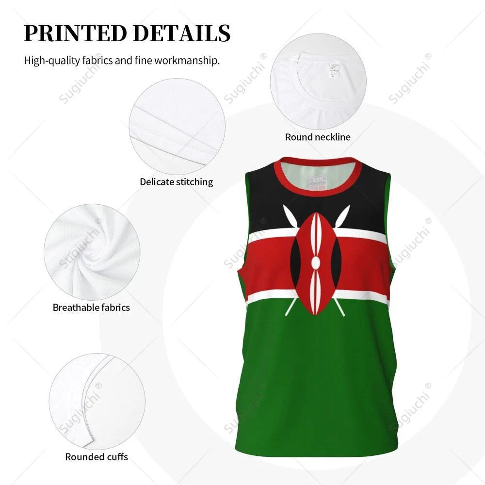 Kenya Flag Men Basketball Sports Running Fitness Multifunction Sleeveless tshirt Exclusive Custom Name Nunber