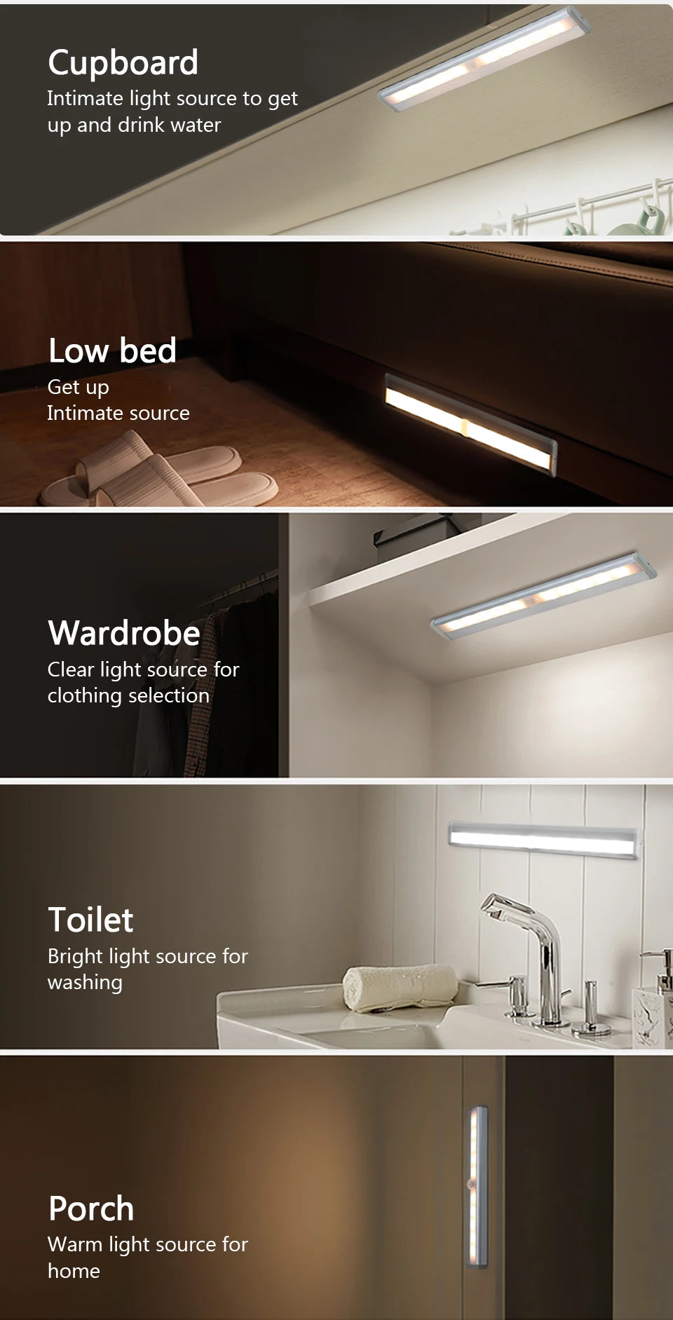 Ultra-thin LED Under Cabinet Lights PIR Motion Sensor Wireless LED Night Lights Bedroom Aluminum Kitchen Lamp Wardrobe Light