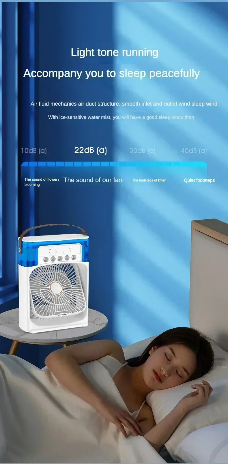 Fan Portable Air Cooler Conditioner Humidifier with Water Tank Quite Mist Water Spray Fan for Home Room Camping Car Office