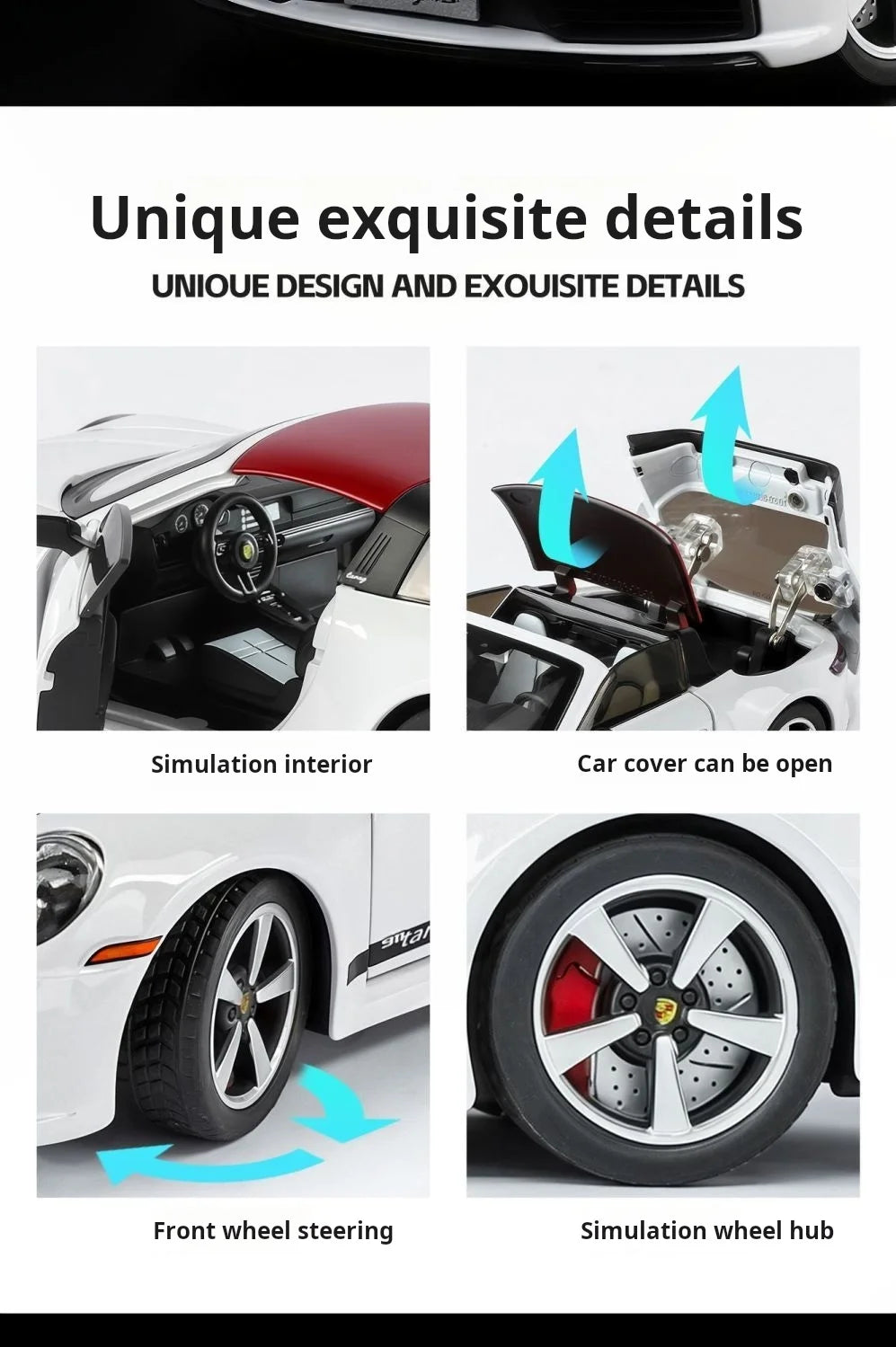 1:32 new folding convertible Porsche 911 alloy car model simulation Sound& light Fashion Exquisite collectibles Boys Toy Gift