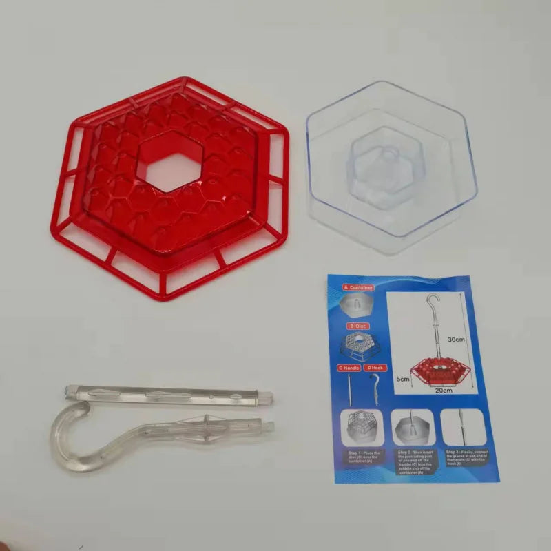 Red Hexagon Hummingbird Feeder Hanging with Hook Garden Bird Feeder Attract More Winged Visitors to Your Outdoor Space