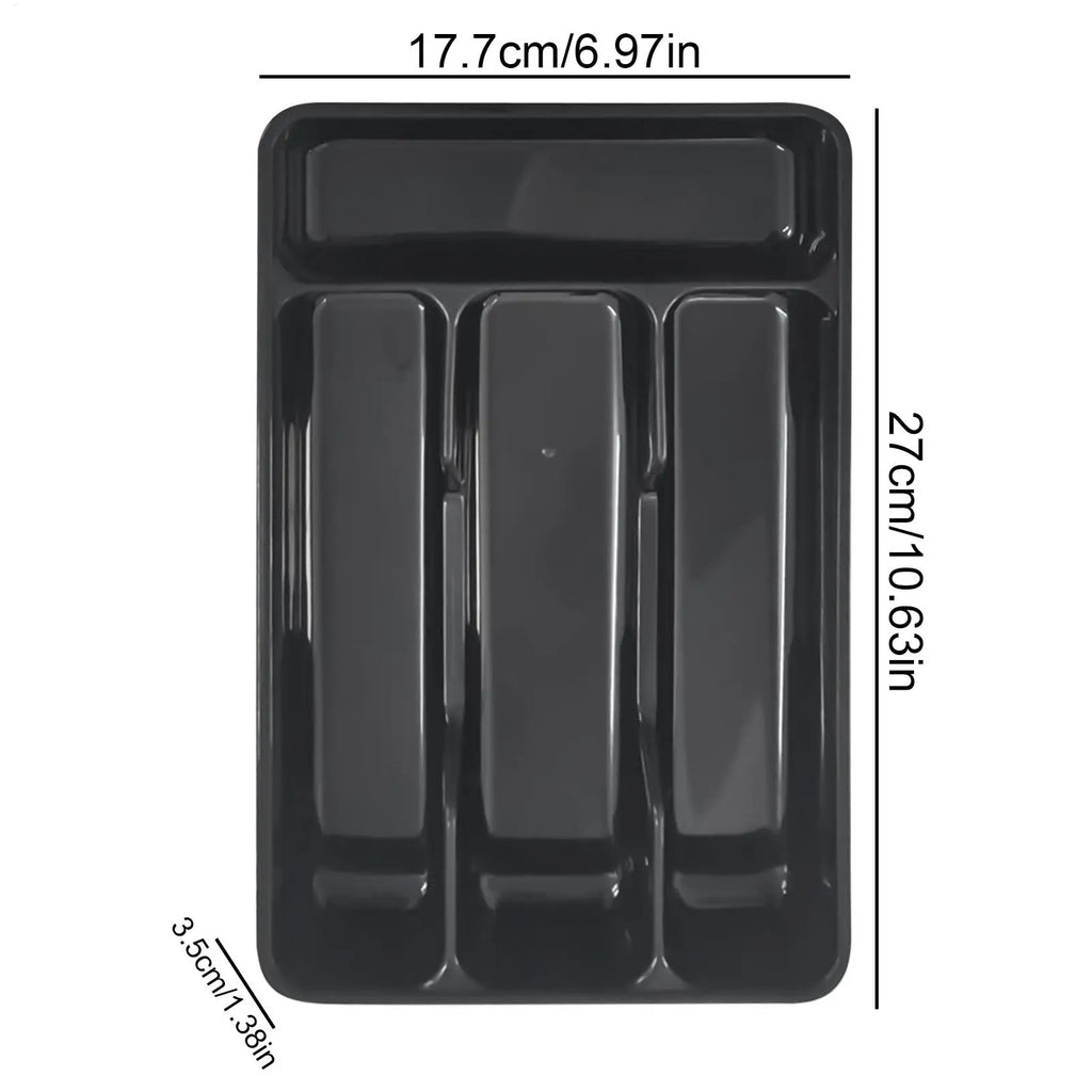 Compact Silverware Organizer with 4 Compartments Flatware Holder, Kitchen Cabinet Countertop Storage Solution Home Use