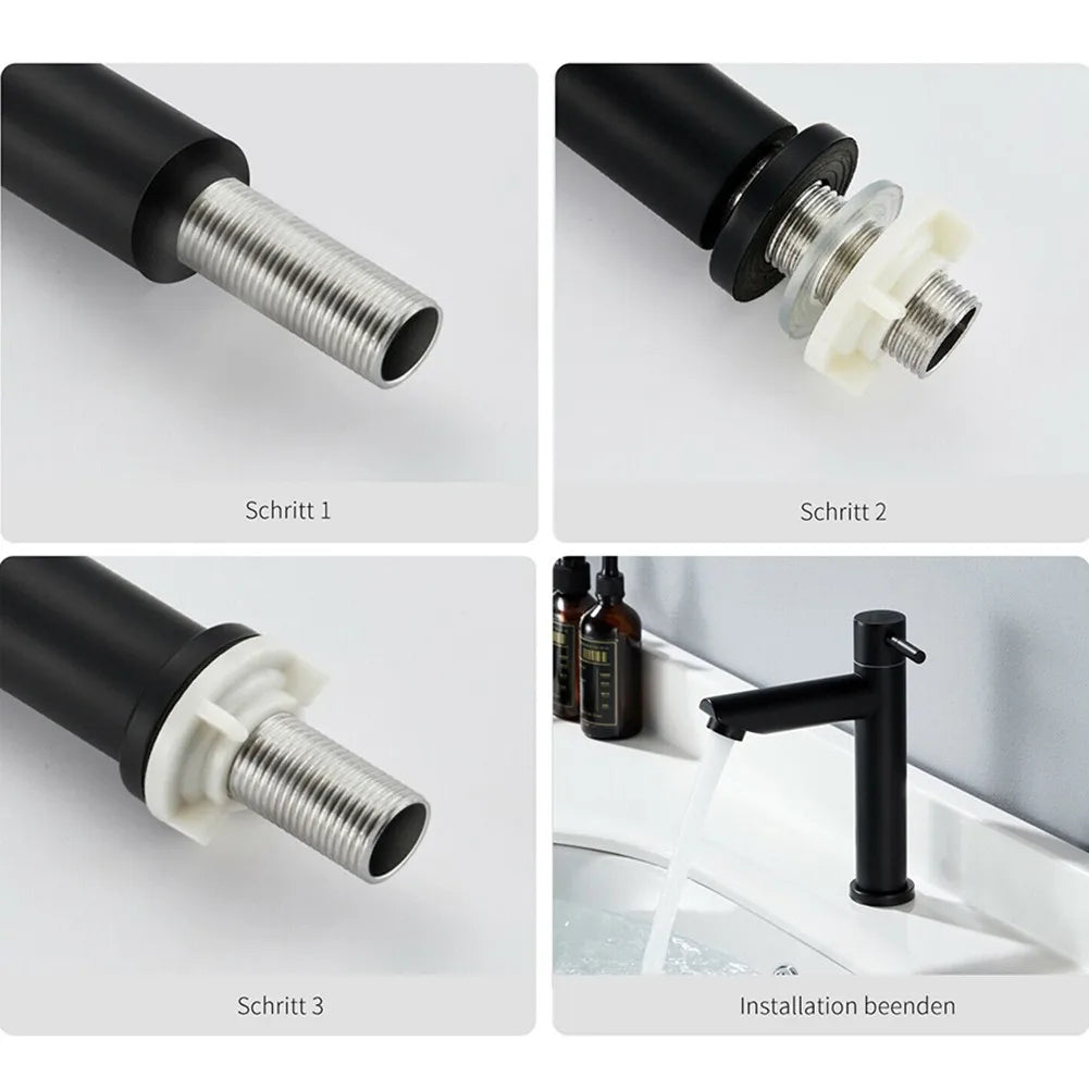 Black Basin Kitchen Bathroom Sink Tap Cold Matte Sink Faucet Taps G1/2 Installation Thread Bathroom Single Cold Faucet