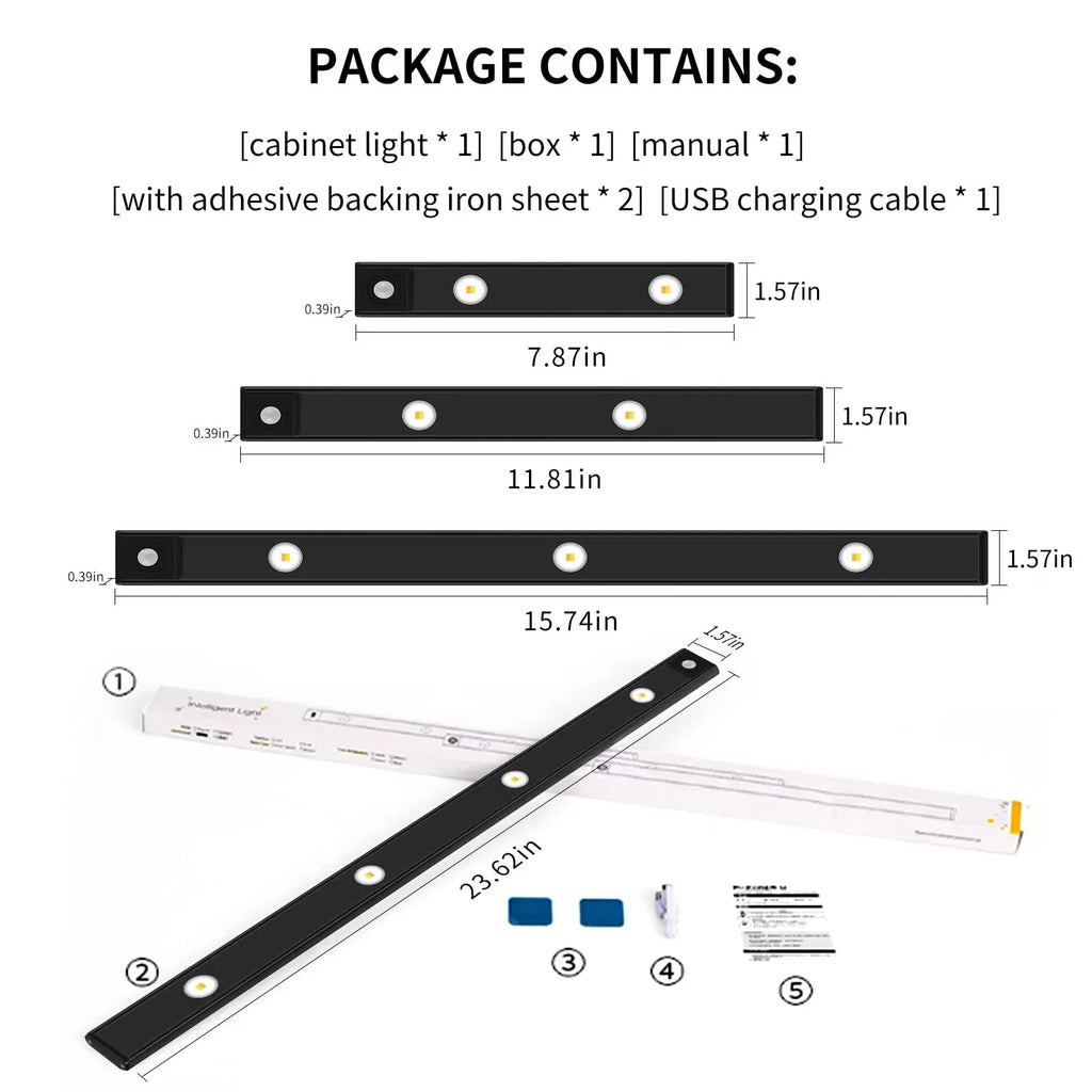 LED Ultra Thin Under Cabinet Lights Motion Sensor Wireless Night Light,3 Color Dimmable Light For Kitchen Bedroom Wardrobe