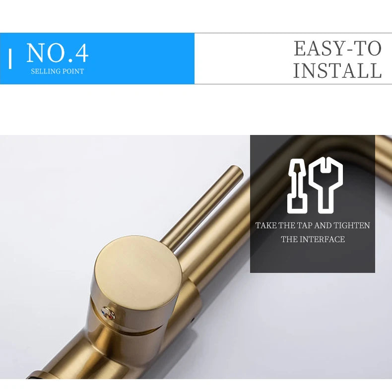 Stainless Steel Kitchen Sink Faucet Pull Out Sprayer Hot Cold Water Mixer Tap Deck Mounted Single Hole Modern Kitchen Tap