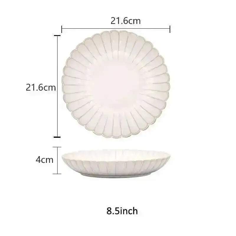 Kiln Changing Japanese Dinner Plates Ceramic White Glaze Tableware Set Western Steak Dish Salad Bowl Spoon Home Hotel Dinnerware