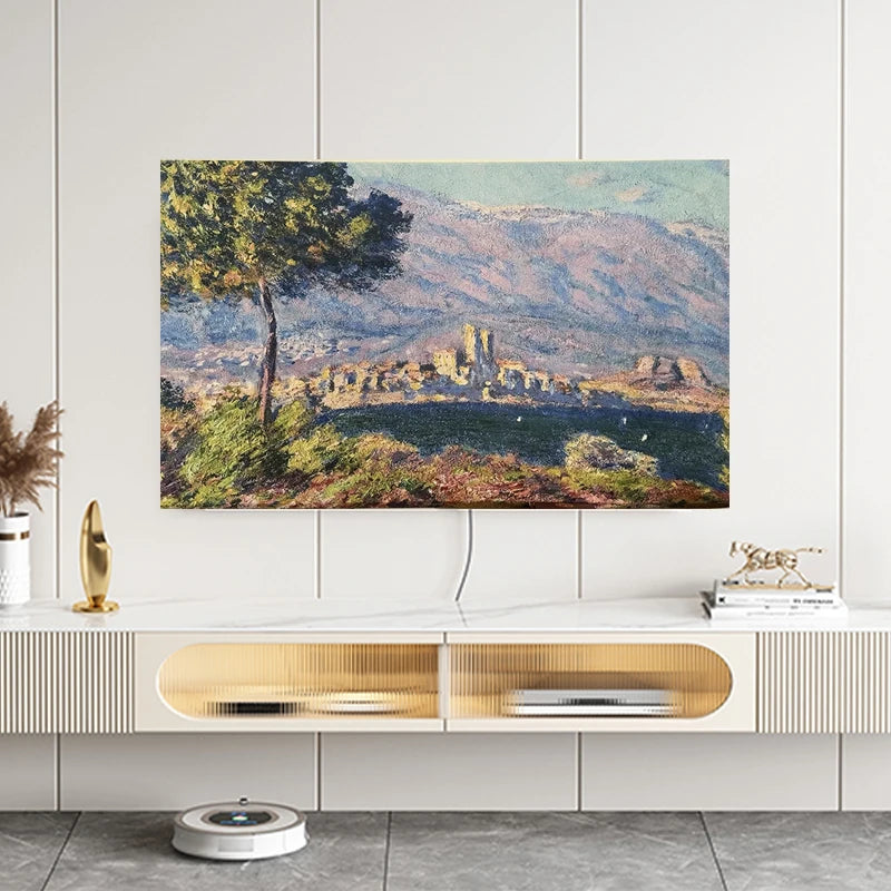 TV Screen Dust Proof Cover Landscape Pattern TV Monitor Cover 32-75 inch High Elastic LCD Protector Cloth