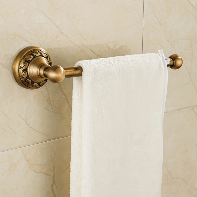 . Antique Brass Aluminium Bathroom Accessories Set,Robe hook,Paper Holder,Towel Bar,Soap Basket,Bathroom Fitting
