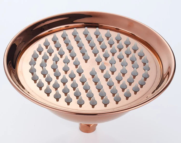 8 Inch Round Ceramic Handle Shower Head Bathroom Solid Brass Copper Rain Shower Head Waterall Hand Shower