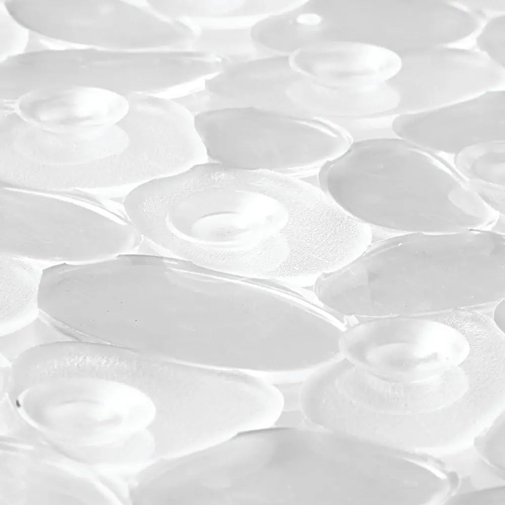 Premium Transparent Non-Slip Shower Mat 20.5x21 PVC Bathtub Mat with Strong Suction Cups Pebble Texture Quick Drain Holes