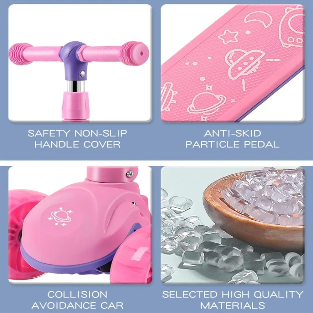 2-in-1 Scooters Kids 3 Wheel Kick Scooter for Boys Girls Adjustable Height & Seat Non-Slip Deck Sit or Stand Ride with Brake