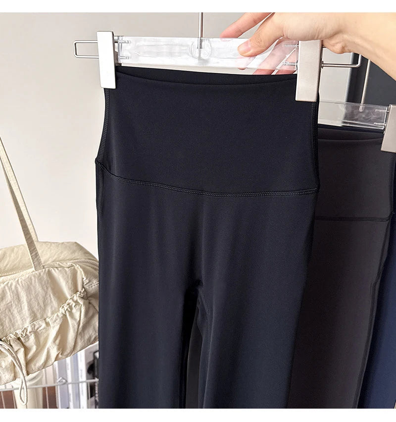 Women's High Waisted Yoga Flared Pants High Elasticity Tight Seamless Breathable Quick-Drying Running Casual Outdoor Sport Pants