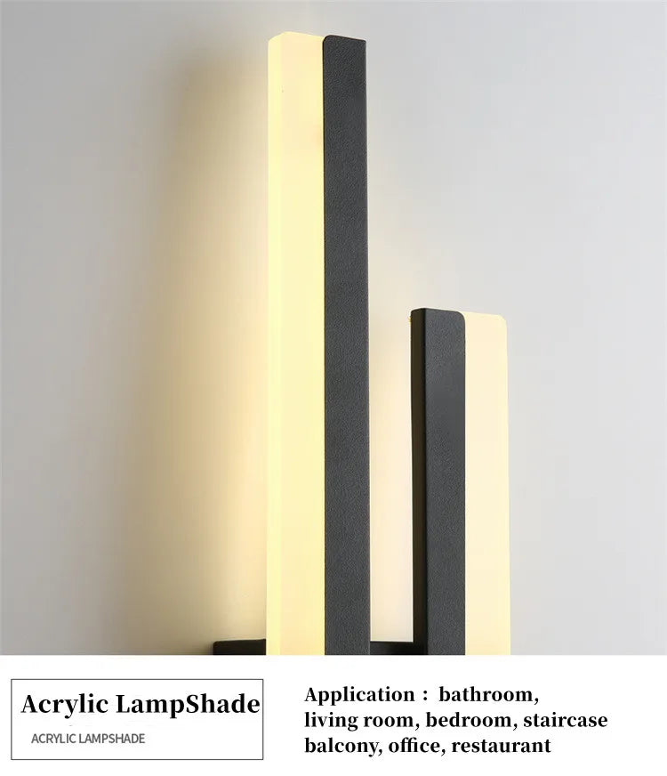 Modern Minimalist LED Wall Lamp Double Vertical Bar Frosted Acrylic Sconce Light for Living Room Sofa Background Bedroom Headboa