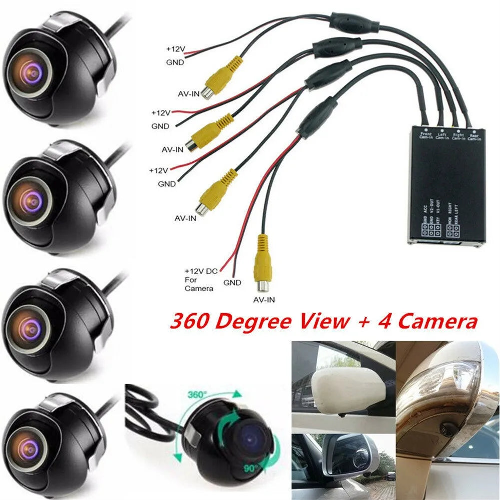 360° Panoramic Camera HD Rear /Front /Left /Right Car Camera With 4 Way Control Box System Surround View Cameras For Car Radio