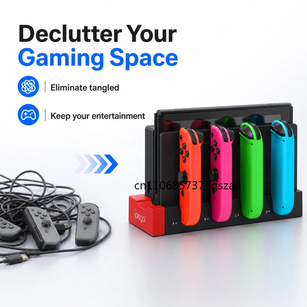 PG-9186 Joycon Charging Dock Station for Switch&OLED - Charges Up To 4 Controllers, Compatible with Switch and OLED Model