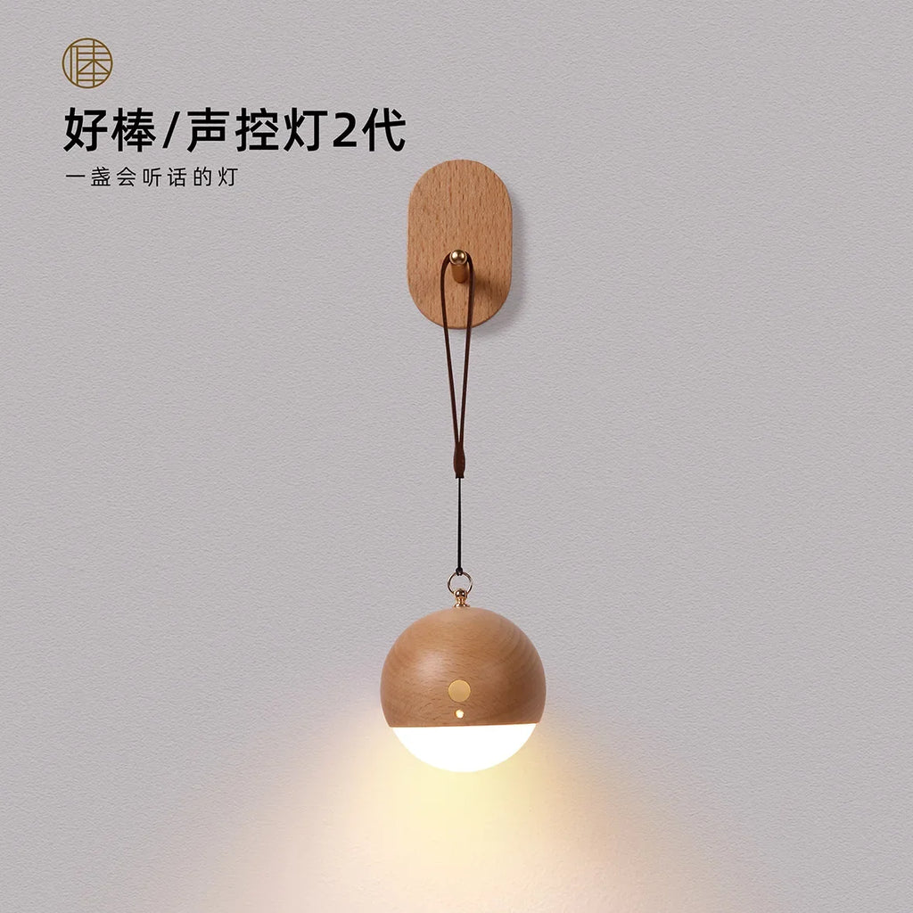 Smart Voice Control Light Portable Light USB Charging Wall Lamps Bedside Light Wall Hanging Wireless Round Atmosphere Lighting