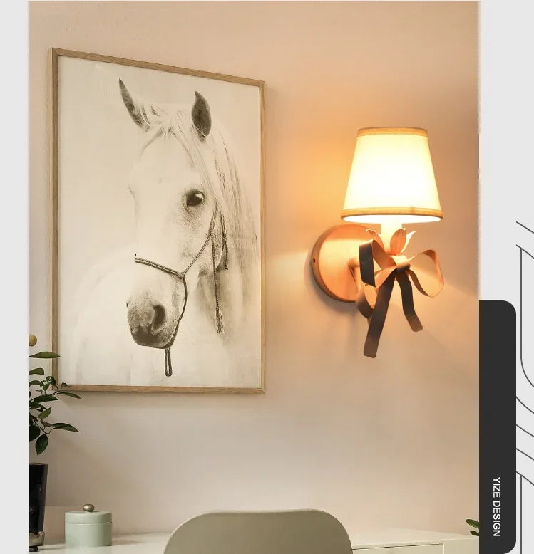 2025 Modern Simple Light Luxury E14 Bowknot Wall Lamp Living Room Bedroom Girl Princess Children Room Lights