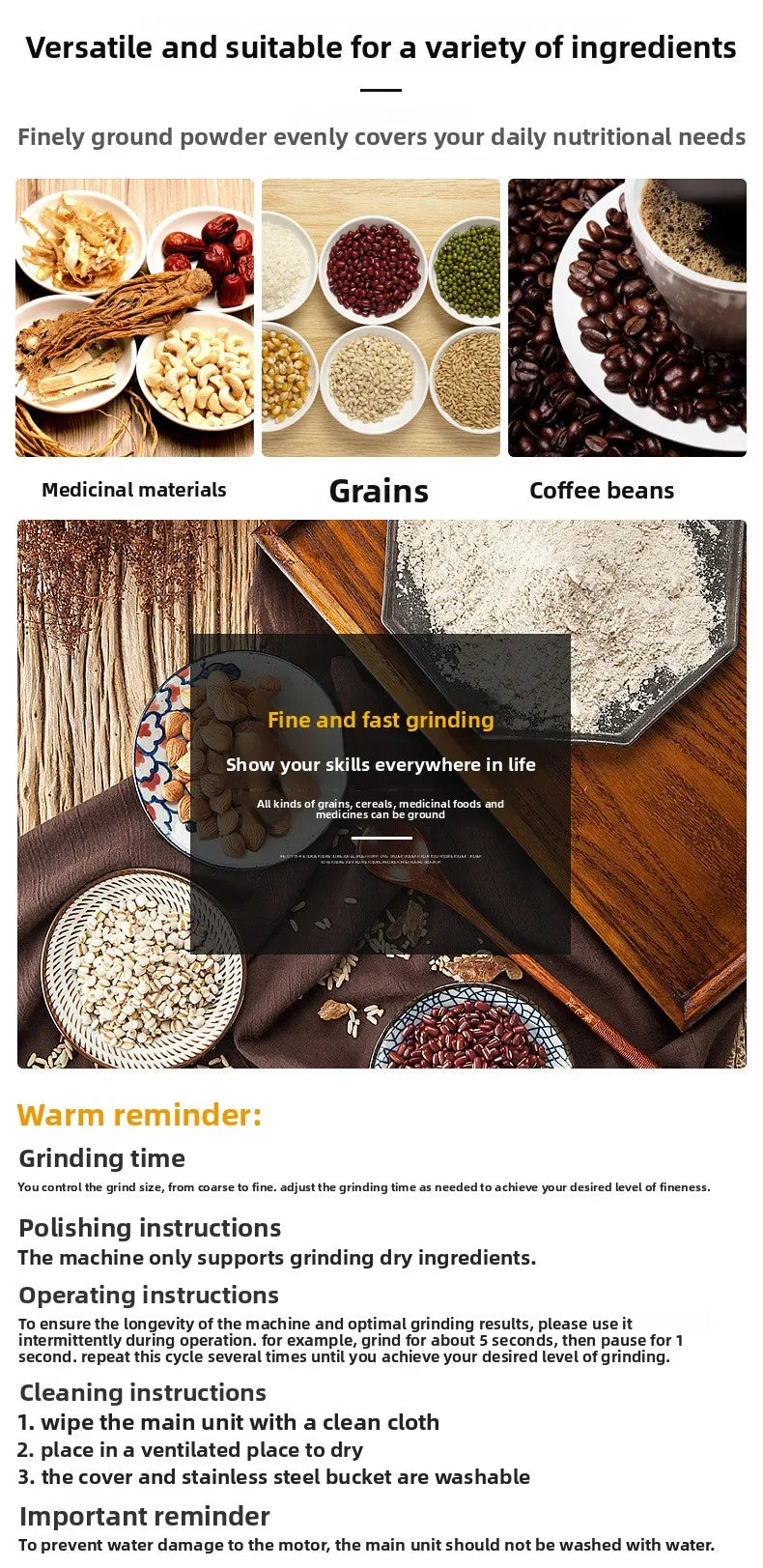 Kitchen Multifunctional 4 Blade Grain Grinder Coffee Chopping Home Electric Coffee Grinder Nut Bean Flavor Blender