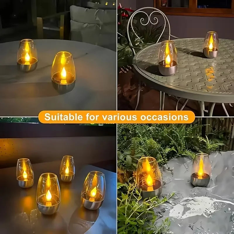 Solar Outdoor Candle LED Night Light Suitable for Indoor Desktop Step Decoration Garden Lawn Guardrail Street Stairs Steps Party