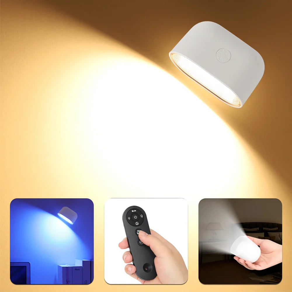 Wall Sconce Indoor Magnetic Remote Control Wall Light RGB Color Picture Backlight Night Light 360 Degree Rotation Wall Lamp