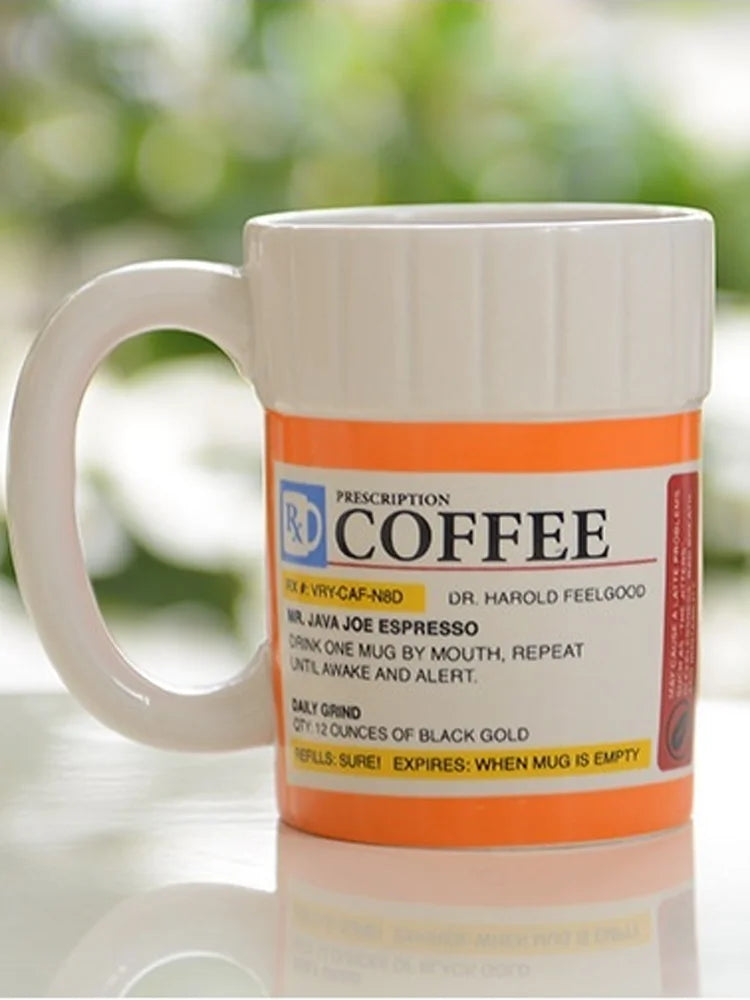 Creative Ceramic Coffee cup Medicine Bottle Mug Breakfast Milk Pot Office Tea Set espresso cups  Gift for Friends Families