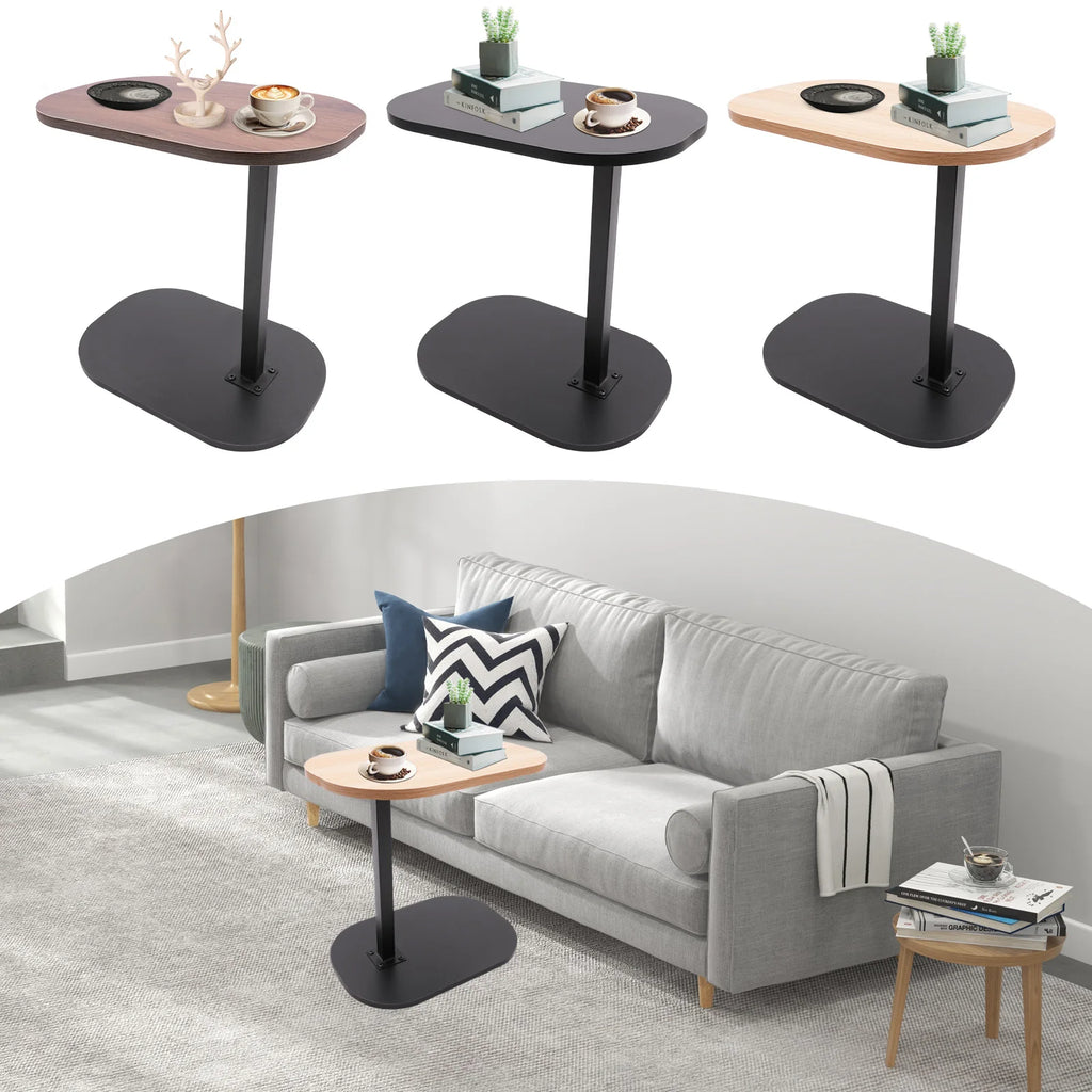 C Shaped Side Table Adjustable Height Compact Coffee Table 360 Rotatable Desktop Surface Modern Light Luxury Style