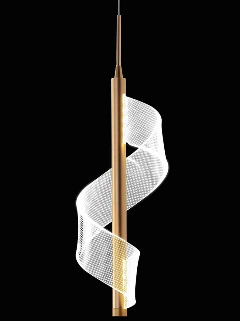 Modern LED Staircase Chandelier Living Room Villa Hall Light Luxury Long Line Spiral Duplex Building Nordic Simple Chandelier