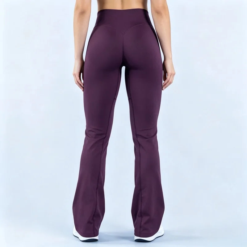 Women V Cross Waist Flare Leggings Seamless Butt Lifting Bell Bottom Yoga Pants Gym Push Up Workout Fitness Flared Leggings