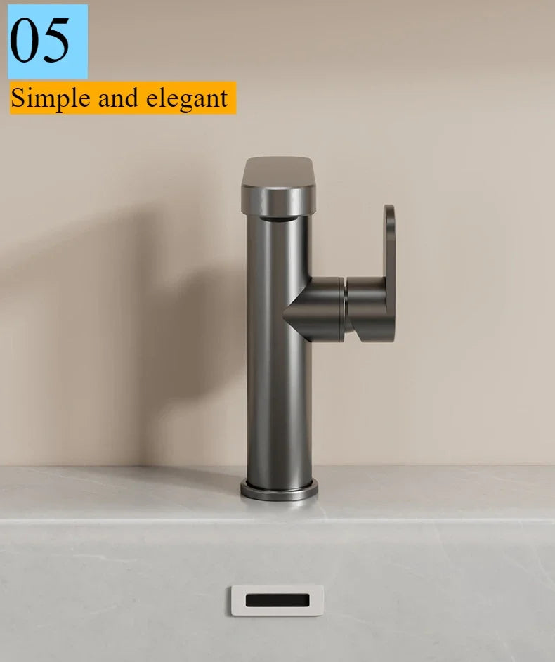 Bathroom faucet, 360 ° rotatable hot and cold sink faucet, space aluminum material