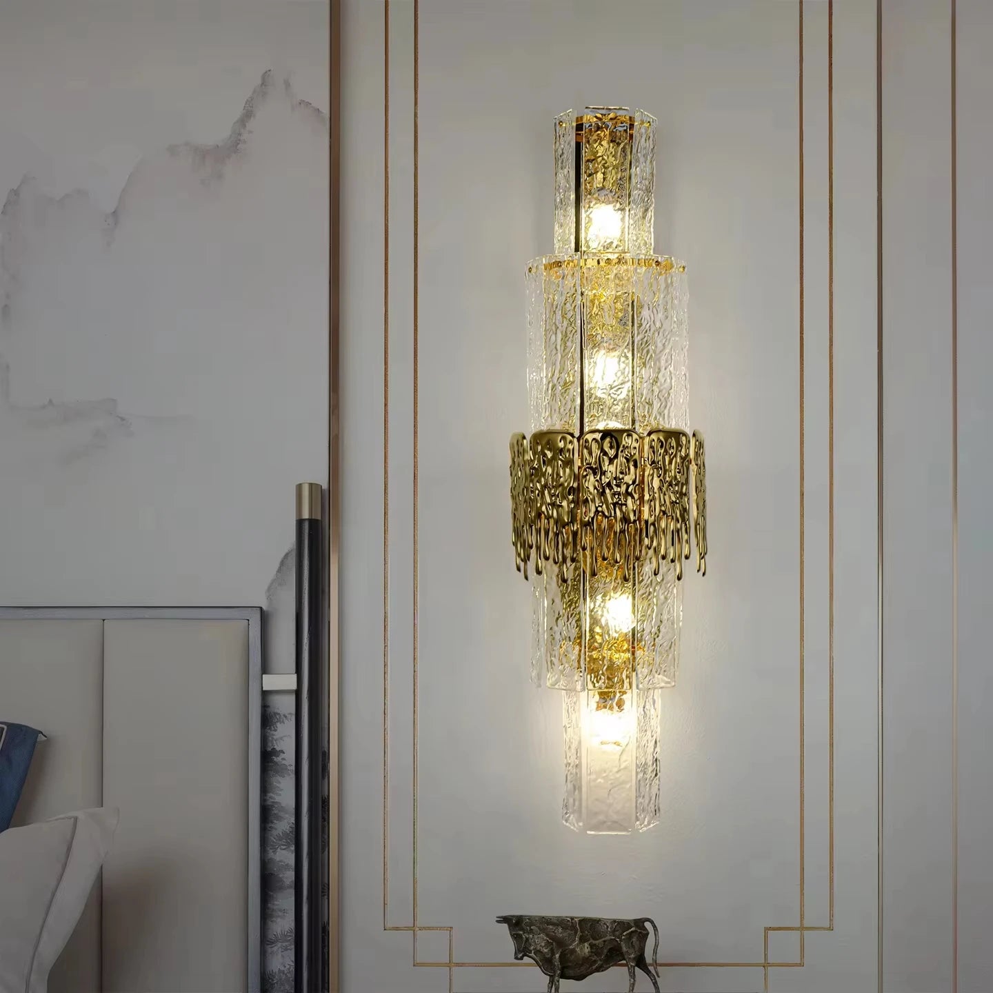Light Luxury Led Wall Lamp Home Decoration Living Room Tv Background Wall Staircase Bedroom Italian Bedside Glass Wall Lamp