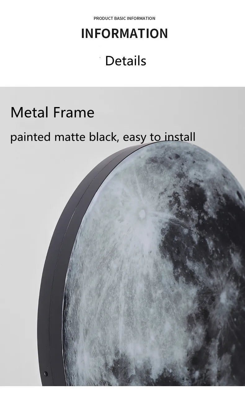 Modern Moon 3D Mural Wall Lamp Realistic LED Light Home Accessories Bedroom, Living Room Ceiling Lamp with Remote Control Decor