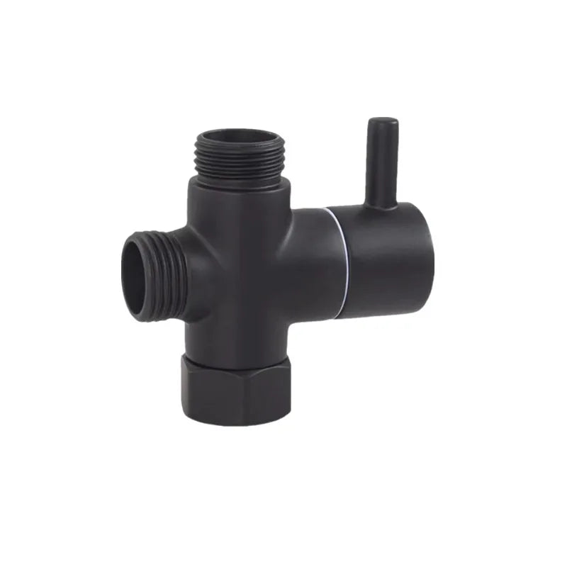 G1/2 Black Water Divider One-in-two-out Three-Way Shower Faucet Valve Adapter Hot Cold Water Switch