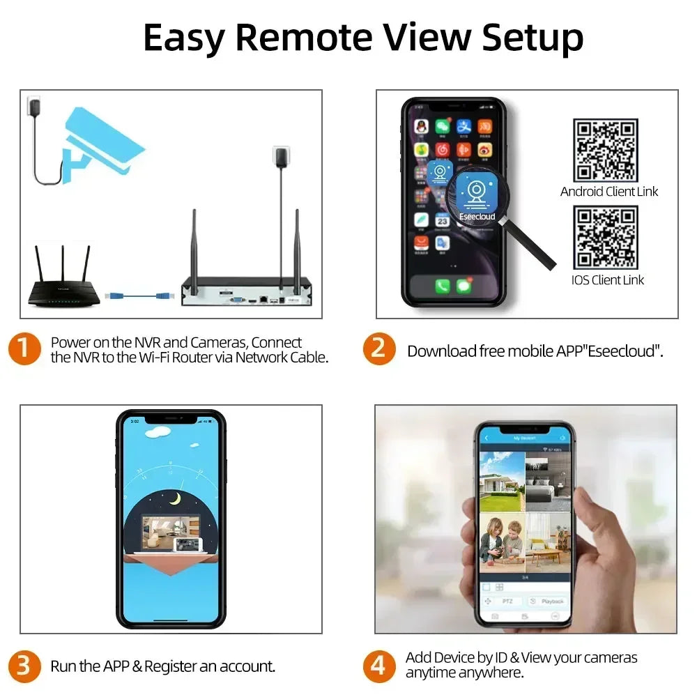 CCTV Security  8MP Dual Lens PTZ Camera 10CH 12.5"Inch LCD Screen Monitor Wifi NVR Kit Wireless Home 4K Security Camera System