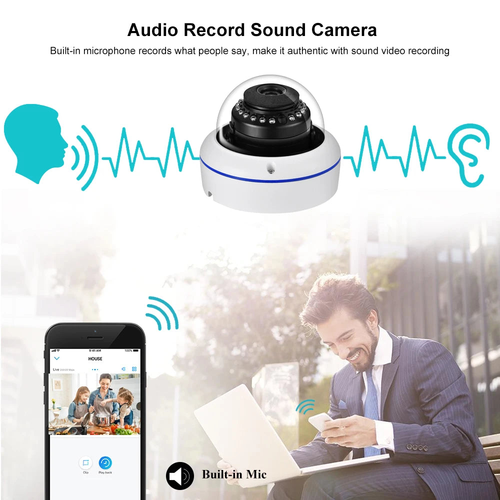 Gadinan 10CH 8MP 4K POE Dome Security Camera System IP Set 4MP Vandal-proof Home Audio CCTV Video Surveillance Protection Kit