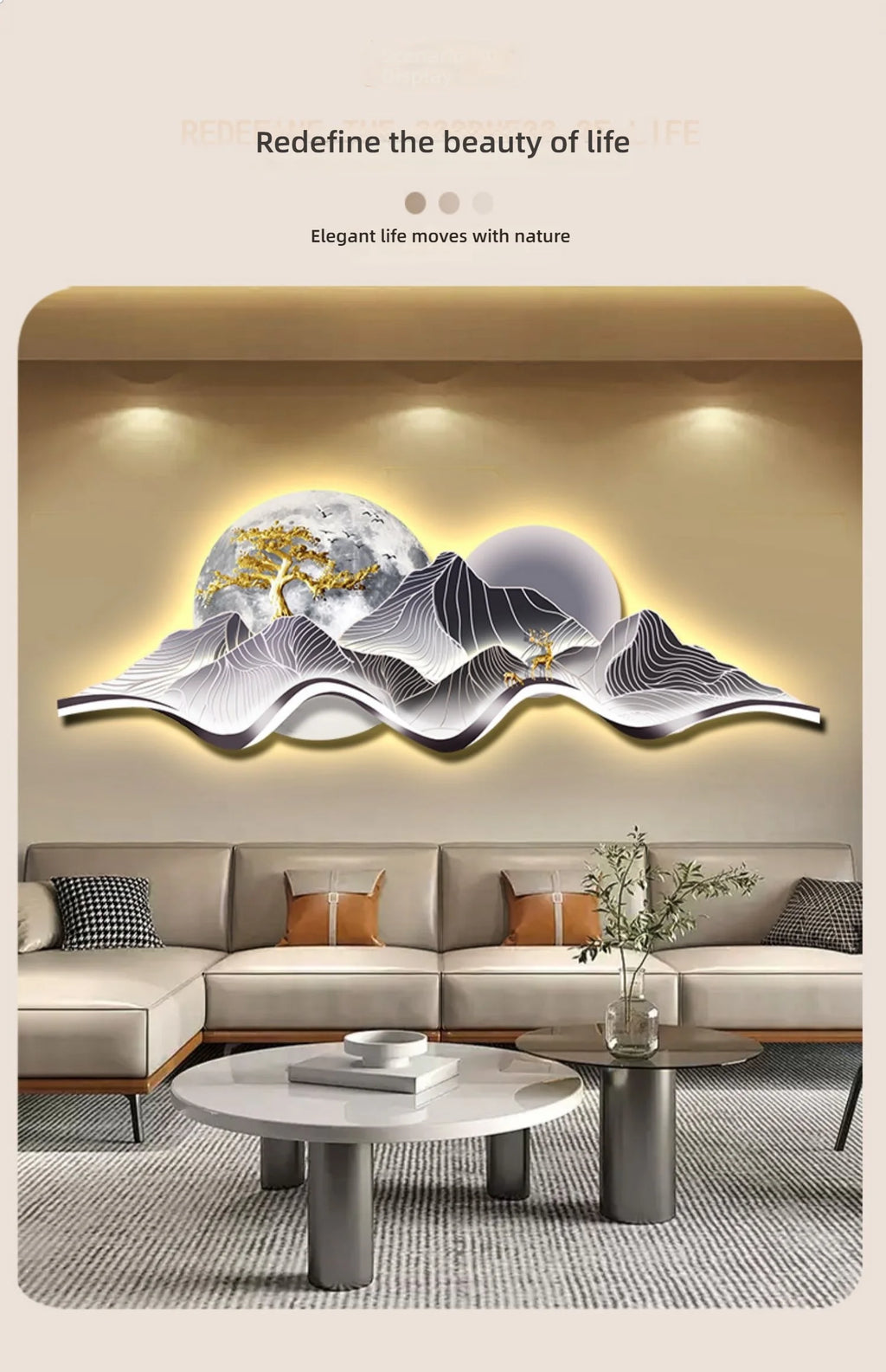Modern LED Light Luxury Living Room High-grade Atmosphere Landscape Wall Lamp Painting Sofa Background Wall Lamp Painting