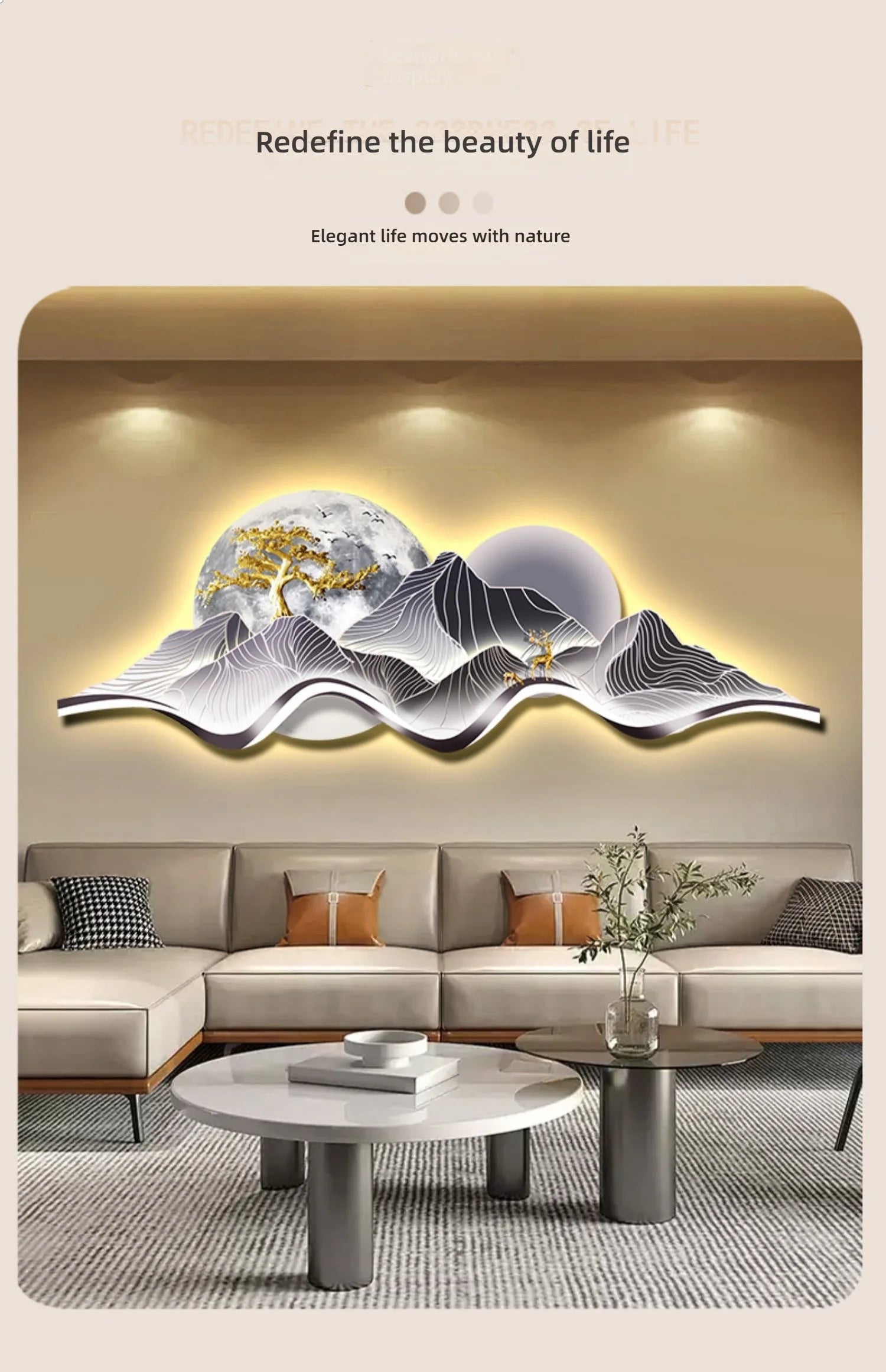 Modern LED Light Luxury Living Room High-grade Atmosphere Landscape Wall Lamp Painting Sofa Background Wall Lamp Painting