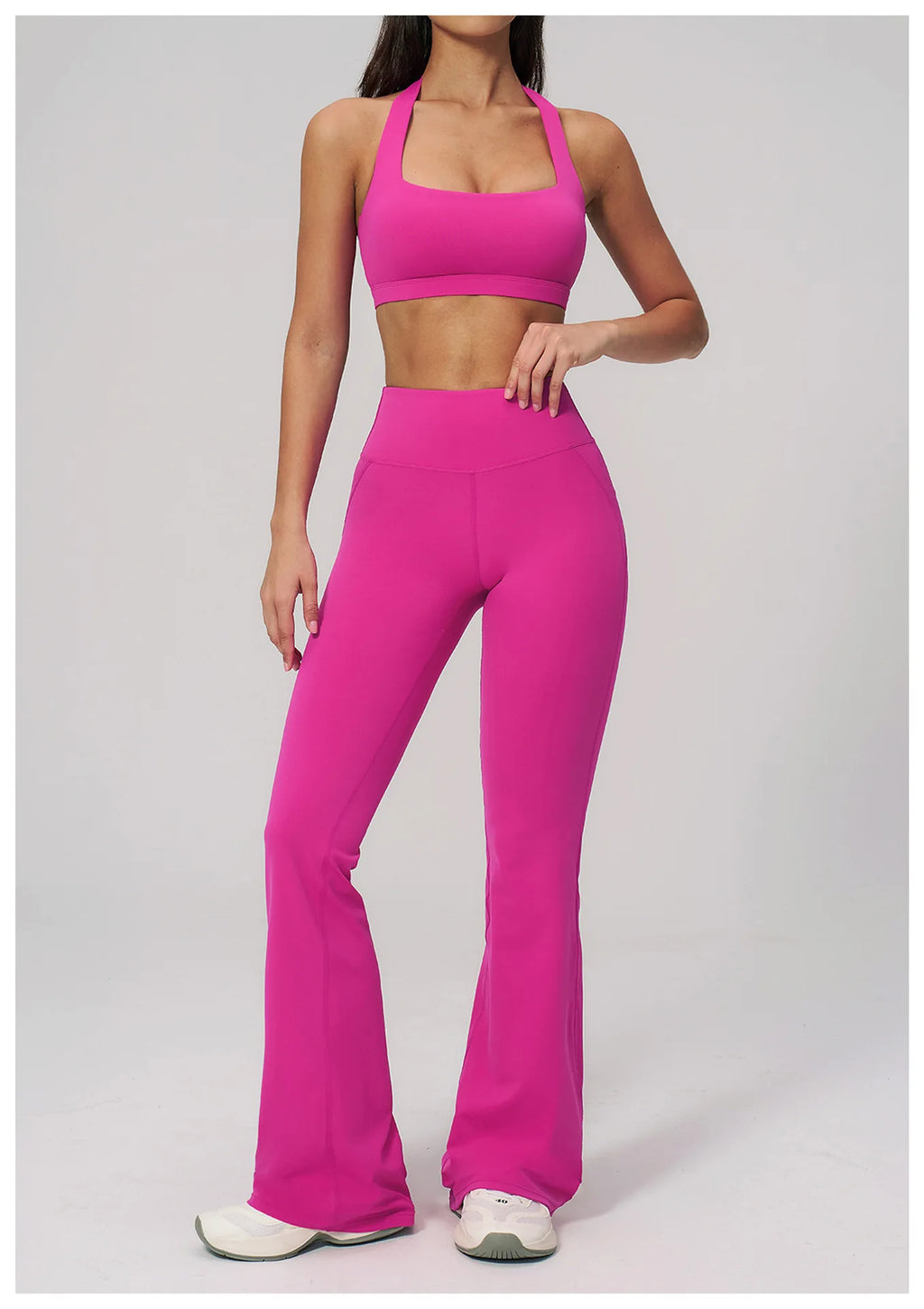 2PCS Flared Pants Yoga Set Women's Tracksuits Gym Fitness Outfits Sports Sets Female Shockproof Sports Bra Yoga Workout Clothes