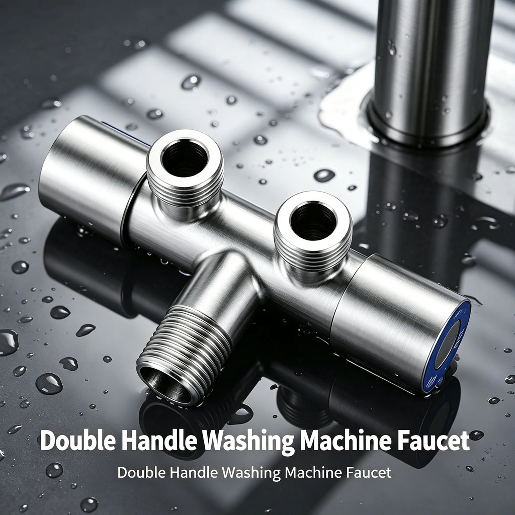 Double Handle Stainless Steel Cold Water Faucet Bathroom Washing Machine Faucet