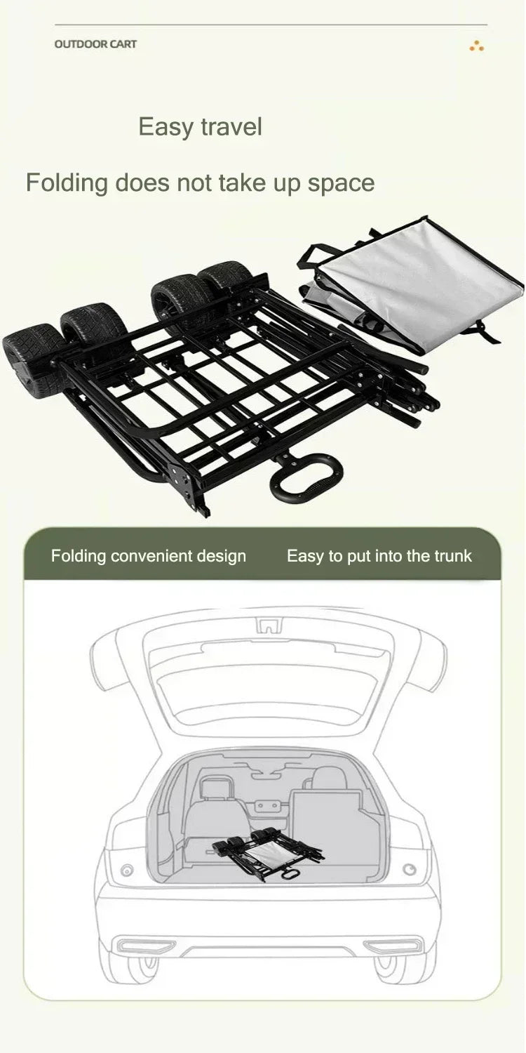 Outdoor camping cart, camping trailer, foldable stall, small cart, hand pulled travel camping picnic cart