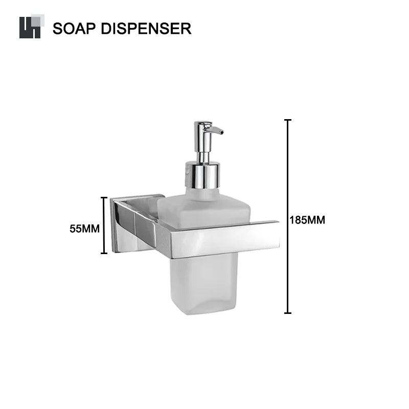 Stainless Steel Chrome Bathroom Hardware Set Square Towel Rack Towel Rack Tissue Holder Robe Hook Bathroom Rack Accessories