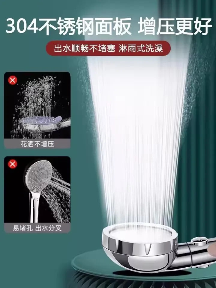 High Pressure Shower Head Set With Hose and Holder Silver 3 Modes Large Flow Rainfall Handheld Shower Faucet Bathroom Accessoies