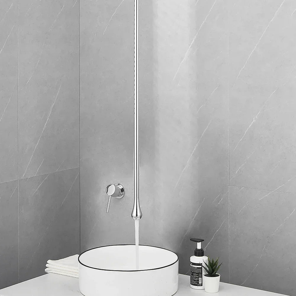 Water Drop Hang Ceiling Faucet Bathroom Basin Bathtub Tap Solid Brass  Hot Cold Water Sink Mixer Tub Hardware