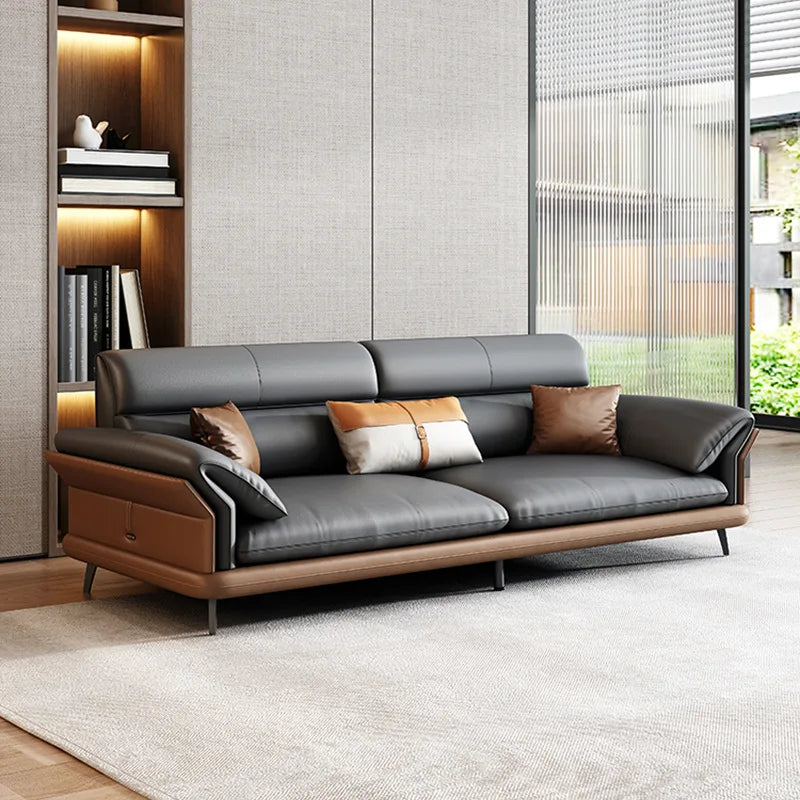 Office sofa leather business reception hall reception area negotiation simple modern light luxury coffee table combination set
