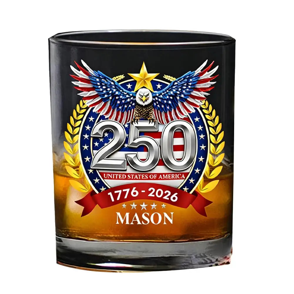 America 250 Years Anniversary Liquor Bottle Hand-blown Glassware America 250th Patriotic Eagle Cup Whiskey Glasses Rotating Cup